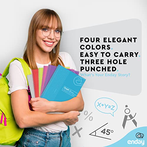 Emraw Quad Ruled Notebook Spiral with 70 Sheets White Paper - Set Includes: Blue, Black, Yellow, & Green Covers (48 Pack) - size: 48 Pack
