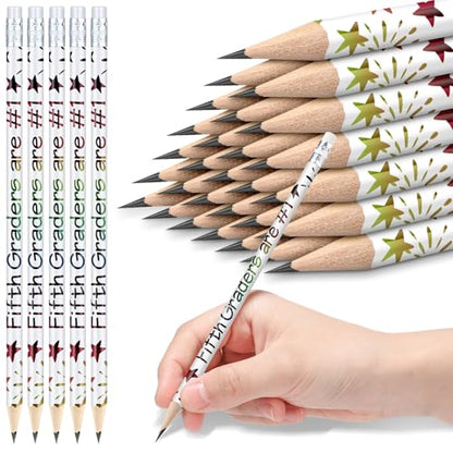 Tenceur 24 Pcs 5th Graders Pencils Bulk Motivational Pencils with Erasers Inspirational Pencil with Back to School Supplies for Kids Student Teacher Classroom Reward - style: 5th Graders