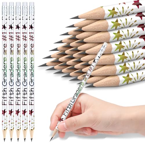 Tenceur 24 Pcs 5th Graders Pencils Bulk Motivational Pencils with Erasers Inspirational Pencil with Back to School Supplies for Kids Student Teacher Classroom Reward - style: 5th Graders