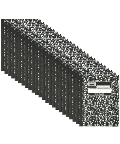 Mr. Pen- Composition Notebooks, 24 Pack, 50 Sheets, 9.75" x 7.5" | Black Marble, Wide Ruled, Bulk Composition Book with Hard Cover for School, College & Office Supplies - size: 24 Pack