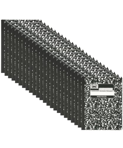 Mr. Pen- Composition Notebooks, 24 Pack, 50 Sheets, 9.75" x 7.5" | Black Marble, Wide Ruled, Bulk Composition Book with Hard Cover for School, College & Office Supplies - size: 24 Pack