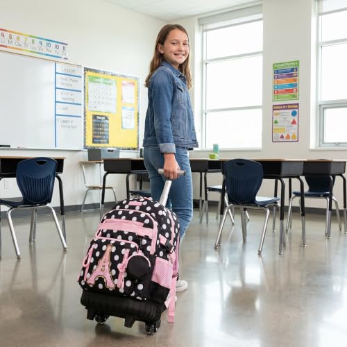 Meetbelify Rolling Backpack for Girls Boys Backpacks with Wheels Kids Carry on Luggage for Girls Boys - color: Black a