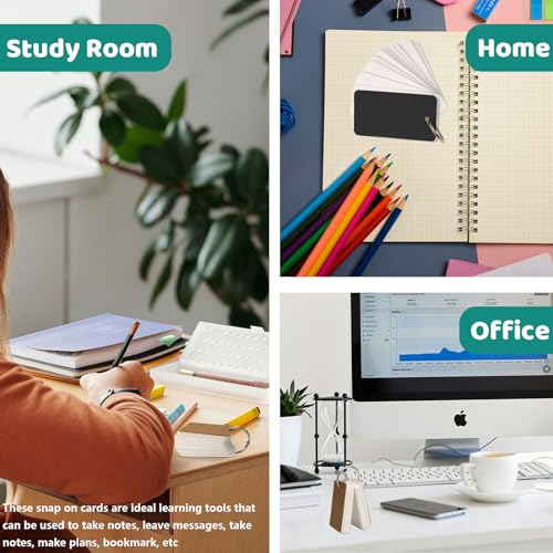 ASTIMESA Blank Flash Index Cards with Rings, Small Paper Study Note Cards | 2.7 x 1.5 Inch White Flashcards for Studying for Studying & Learning Language Game (Brown, Black)(600 Pcs )