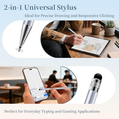 ChaoQ Stylus Pen for Touchscreen 6pcs 2-in-1 Stylus Pen for iPad iPhone | High Sensitivity and Precision Suitable for iPad iPhone Android Tablets and All Touch Screens - (Silver) - color: 6 Silver