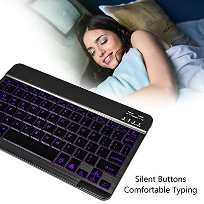 7 Color Backlit Bluetooth Keyboard for iPad 11th 10th Gen, iPad Pro M4 13 12.9 11 inch, iPad Air M3 M2 5th 4th Generation, iPad Mini iPhone Rechargeable Android Tablet Phone Wireless Keyboard (Black)