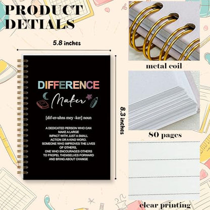 LRVSYUIN Teacher Spiral Notebooks for Women Men, Difference Maker Teacher Journal for Appreciation Inspiration, Thank You Gift for Teacher Coworker Boss (B08) - style: Difference Maker
