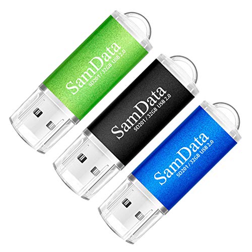 SamData 3 Pack 32GB USB Flash Drives USB 2.0 Thumb Drives Memory Stick Jump Drive Zip Drive, 3 Colors: Black Blue Green - color: Multicoloured 3*32GB, size: 32GB