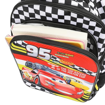 Bioworld Pixar Cars Lightning McQueen 95 16" Rolling Travel Backpack - color: Black, Red & White