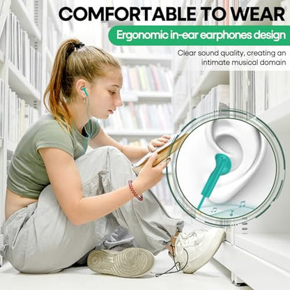 100 Packs Earbuds Bulk Classroom Headphones, Individually Bagged, Wholesale Students Wired Earphones with 3.5 mm Jack for Classroom School Library Museums and More (HY01,100 Mixed) - size: 100 Pack