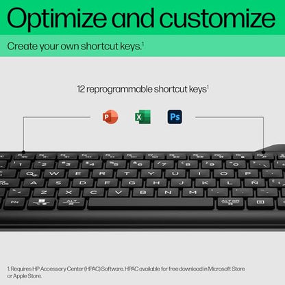 HP 460 Multi-Device Bluetooth Keyboard - Bluetooth with Swift Pair to 3 Multi-Devices, Compatible with Windows/Mac/Chromebook, Laptop, Notebook Black (7N7B8AA) - color: Black, style: Multi-Device KB