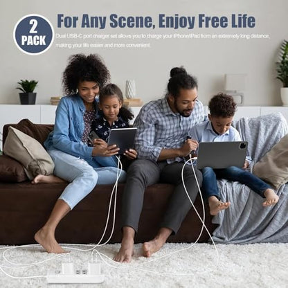 Fast Charger for iPhone 16,2Pack PD USB C iPhone Charger Dual USB C Port Charger Block with 10 Foot Long USBC to C Charger Cable Cord. Compatible with iPhone 16/16 Pro/15 Pro Max,iPad Pro/Air/Mini - size: 10FT