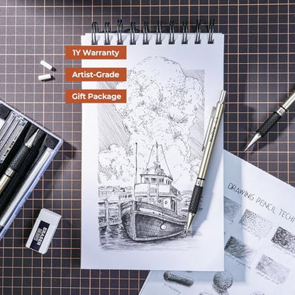 Nicpro 0.9 mm Art Mechanical Pencil Set in Storage Case, 3 PCS Metal Drafting Pencil Lead Pencil with 6 Tube HB Lead Refills, 3 Erasers, 9 PCS Eraser Refills for Artist Writing, Drawing, Sketching - style: 3 Pack (0.9mm)