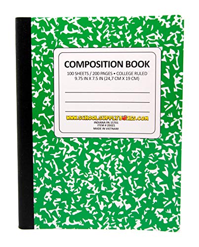 100 Sheet Composition Notebooks - School Supply Boxes - 5 College Ruled Writing Notebooks - 1 Black, 1 Red, 1 Green, 1 Blue, and 1 Yellow (College Ruled) - style: College Ruled