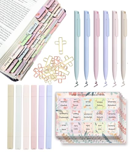 Bible Journaling Kit, Bible Cross Paper Clips, Bible Highlighters and Pens No Bleed - color: Set02