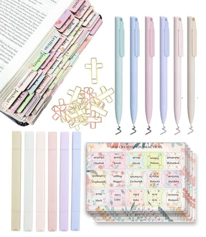 Bible Journaling Kit, Bible Cross Paper Clips, Bible Highlighters and Pens No Bleed - color: Set02