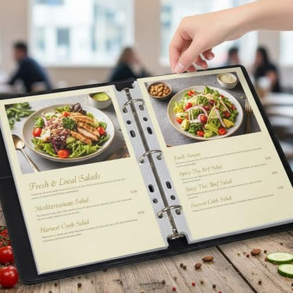 30Pcs A5 Binder Sleeves A5 6 Ring Clear Plastic Paper Sleeve A5-Binder 6 Ring Sheet Protector 6.22x8.77 Sheet Protectors Double-Sided Photo Sleeves for Photo Paper Report