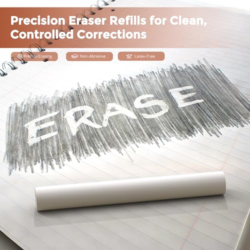 Nicpro 12 Pack TPE Rotary Retractable Pen Eraser Refills, Powerful Erasing, Break-Resistant Replacement Refill for Twist Pen Erasers for Students Drafting Writing Daily Study - color: White