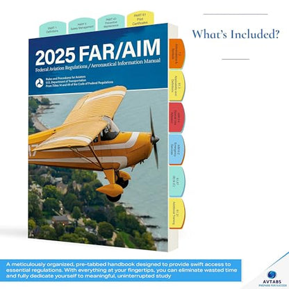 2026 Pre-Tabbed FAR AIM Book – Private, Instrument, Commercial, and CFI Bundle,FAA Regulations Book with Pre-Applied Study Tabs - style: Pre-tabbed FAR AIM
