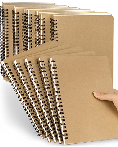 Dynta Spiral Notebooks A5 Lined 20Pcs College Ruled Journals for Work, School and Travel, Good for Students and Office 120 Pages/60 Sheets - color: Kraft-20 Pcs