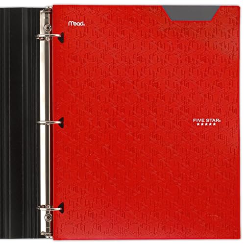 Five Star 2-Pocket Folder, Plastic Folder with Stay-Put Tabs, Fits 3-Ring Binder, Holds 8-1/2" x 11" Paper, Fire Red (333420D-ECM) - color: Fire Red