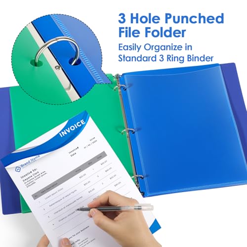 KTRIO 16 Pack 2 Pocket 3 Prong Folders, Clear Front Pocket, 4 Colors | Letter Size Fit, Water-Resistant PP, Business Card Slot, 2 Pocket Storage, School Office Use - size: 16 Pack, style: 3 Holes