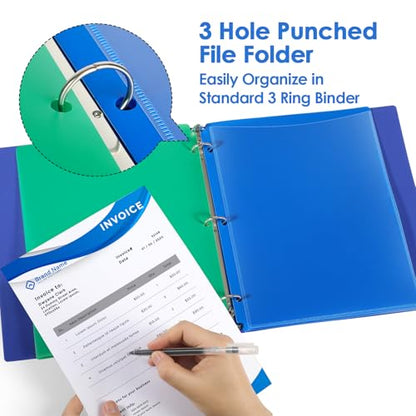 KTRIO 16 Pack 2 Pocket 3 Prong Folders, Clear Front Pocket, 4 Colors | Letter Size Fit, Water-Resistant PP, Business Card Slot, 2 Pocket Storage, School Office Use - size: 16 Pack, style: 3 Holes