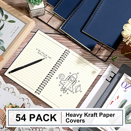 Yahenda 54 Pcs Spiral Notebooks Bulk, A5 8.3 x 5.5 Inch College Ruled Lined Notebooks, 100 Pages Soft Cover Journals for Students Classroom Office Back to School Supplies (Deep Blue) - color: Dark Blue