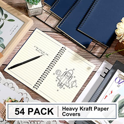 Yahenda 54 Pcs Spiral Notebooks Bulk, A5 8.3 x 5.5 Inch College Ruled Lined Notebooks, 100 Pages Soft Cover Journals for Students Classroom Office Back to School Supplies (Deep Blue) - color: Dark Blue