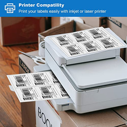BESTEASY 3 1/3" x 4" Labels Shipping Labels for Laser Inkjet Printers, 6 Up Self Adhesive FBA Address Labels, White Matte Mailing Label Stickers (1000 Sheets, 6000 Labels) - size: 1000 sheets, style: 6 up-3-1/3" x 4"