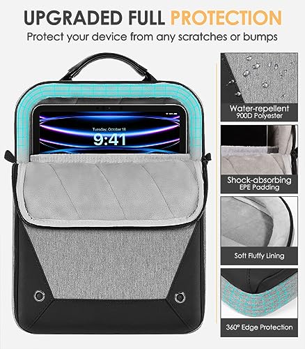 MoKo 9-11 Inch Tablet Sleeve Bag 360° Protetive Carrying Case Compatible with iPad 10th 10.9, iPad Air 5/4th 10.9, iPad 9/8th 10.2, iPad Pro 11, Tab S8/S9 11, with Handle and Shoulder Strap, Gray - color: Gray