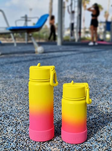 CHILLOUT LIFE 12oz Kids Insulated Stainless Steel Water Bottle with Leak Proof Straw Lid & 144 Stickers - color: Nectarine, style: 12 oz