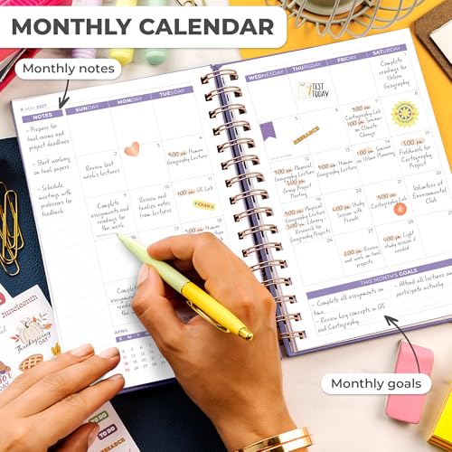 Clever Fox Academic Student Planner 2026-2027 – Hardcover Spiral-Bound Planner for School & College with Weekly & Monthly Calendar (Lavender) - color: Lavender