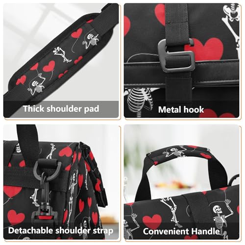 MNSRUU Insulated Lunch Bags Women Men, Romantic Skull Gothic Portable Reusable Thermal Meal Tote Cooler Bag Organizer, Adjustable Shoulder Strap, Handle - color: Skulls 172