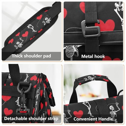 MNSRUU Insulated Lunch Bags Women Men, Romantic Skull Gothic Portable Reusable Thermal Meal Tote Cooler Bag Organizer, Adjustable Shoulder Strap, Handle - color: Skulls 172