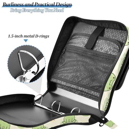 Personalized Cute Frog 3 D-Ring Binder Bag Multi-Pocket Zipper Organizer with Handle and Detachable Shoulder Strap Holds 500 Sheets for School Office Supplies - color: Dhb-002