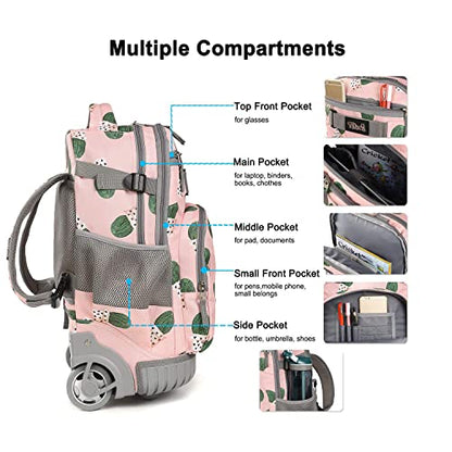 Tilami Rolling Backpack 19 inch with Lunch Bag Wheeled Laptop Backpack (Cactus) - color: Cactus
