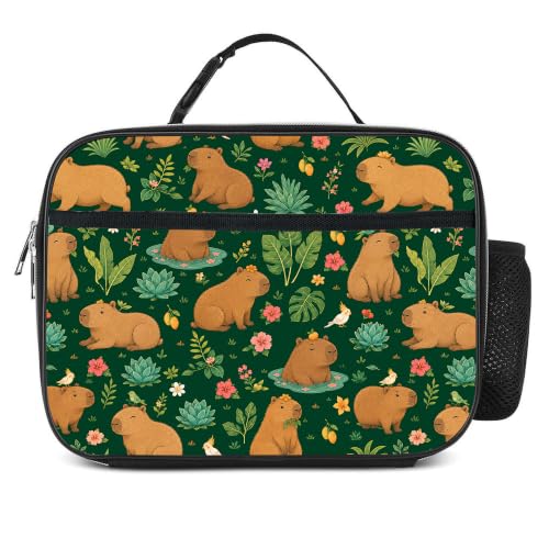 Capybaras Lunch Bag Insulated Reusable Lunch Box Kids Girls Boys Cooler Thermal Tote Bag For Men Women School Work Picnic - color: Capybaras