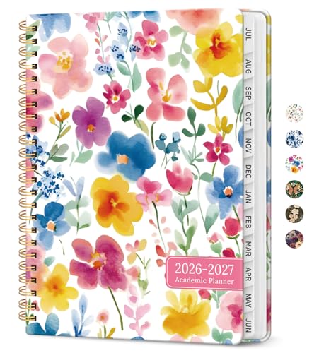 Planner 2026-2027, Academic Year Monthly and Weekly Calendar Planner, Jul 2026 - Jun 2027, Hardcover Teacher Student Planning Agenda book with Tabs, Perfect for School Office Supplies, 8.5" x 11" - Bloom Floral - color: B-Bloom Floral, size: (8.5"x11")a4