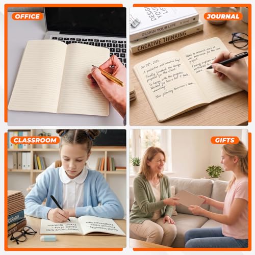 6 Pack A5 Lined Kraft Paper Journals Bulk, Notebooks for Work | A5 Notebook, 8.3" x 5.5" Inch Lined Composition Notebook, College Ruled Journal Notebook for School, 40 Pages / 20 Sheets - color: brown kraft 6 Pcs (One Item)
