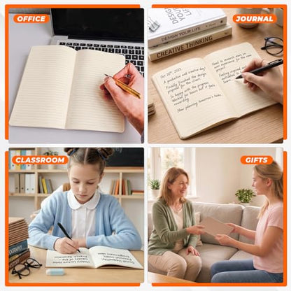 72 Pack A5 Lined Kraft Paper Journals Bulk, Notebooks for Work | A5 Notebook, 8.3" x 5.5" Inch Lined Composition Notebook, College Ruled Journal Notebook for School, 40 Pages / 20 Sheets - color: brown kraft 72 Pcs (One Item)