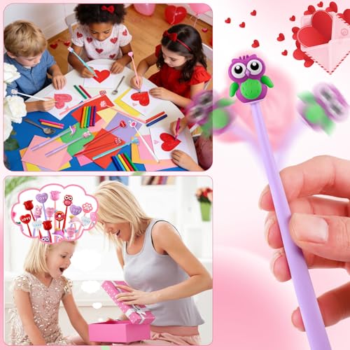 40pcs Valentine’s Day Wiggle Pens With Animal&Heart Shapes Bulk Gifts for Kids Students Coworkers Cute Pens for Classroom Prizes Birthday Party Favors Goodie Bags Stuffers.