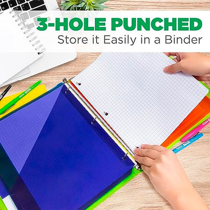Graph Paper, Filler Paper Loose leaf Graph Paper - 8” x 10.5" - Graph Ruled, 4x4 Quad Ruled Notebook Paper, 3 Hole Punched Loose leaf Papers for 3 Ring Binders - 100 Sheets per Pack (12 Pack)