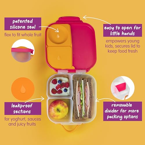 b.box Lunch Box Kids 2-pack, Mini Lunch Box + Snack Containers for Kids | 4.25 + 1.75 Cup Bento Box for Kids, Snack Box, Lunch Containers, Leak Proof, Dishwasher Safe, BPA Free, PFAS Free, Ages 4m+ - color: Strawberry Shake