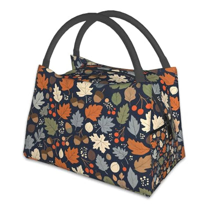 Lunch Box for Women,Fall Leaves Insulated Lunch Bag,Pine Cones Leakproof Thermal Insulation Cooler Tote Bags for Teacher Nurse Kids School Work Picnic - color: Fall Leaves