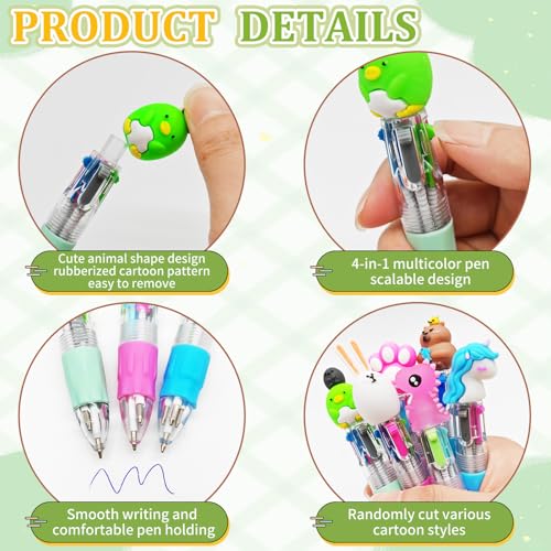 50Pcs 4-in-1 Mini Ballpoint Pens for Birthday Gifts | CPC-certified, quick-dry colorful ink, cute kawaii design, storage case.