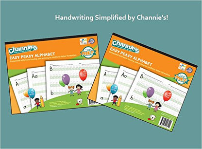 Channie's Easy Peasy Alphabet Tracing & Writing Pad, Practice Handwriting & Printing Workbook; 2-Pack Contains Total of 160 Pages Front & Back, 80 Sheets, Grades Pre-K - 1st, Size 8.5” x 11”, 2-Pack