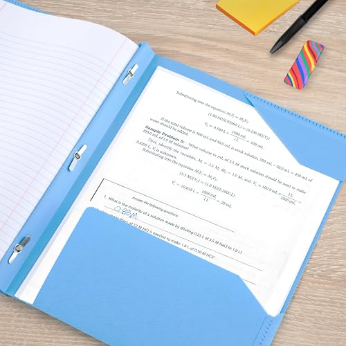 Five Star 2-Pocket Folder, Plastic Folder with Stay-Put Tabs and Prong Fasteners, Holds 8-1/2" x 11" Paper, Pacific Blue (72115) - color: Pacific Blue, size: 1 Count (Pack of 1)