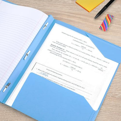 Five Star 2-Pocket Folder, Plastic Folder with Stay-Put Tabs and Prong Fasteners, Holds 8-1/2" x 11" Paper, Pacific Blue (72115) - color: Pacific Blue, size: 1 Count (Pack of 1)