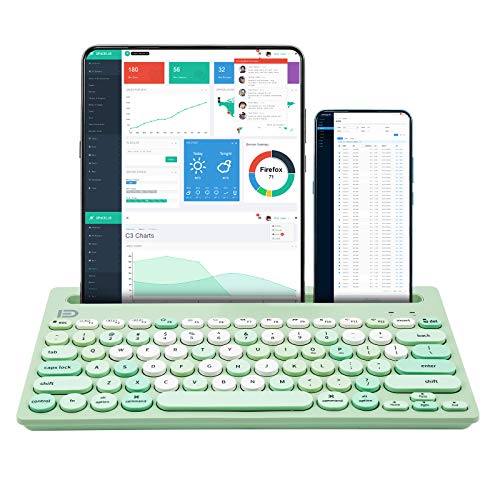 HUO JI Wireless Keyboard Multi-Device, Bluetooth and 2.4G Dual Mode for iPad, Switch to 3 Devices for Cellphone, Tablet, PC, Smart TV, MacBook iOS Android Windows, Green - color: Green