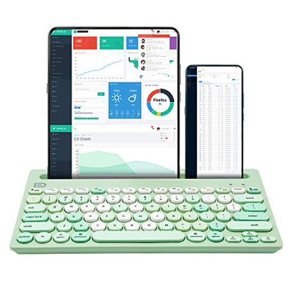 HUO JI Wireless Keyboard Multi-Device, Bluetooth and 2.4G Dual Mode for iPad, Switch to 3 Devices for Cellphone, Tablet, PC, Smart TV, MacBook iOS Android Windows, Green - color: Green